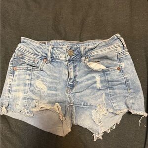 American Eagle Outfitters Light Blue Distressed Jean Shorts